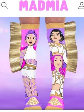 MadMia K POP Kids' Pink & Gold Character Knee-High Socks